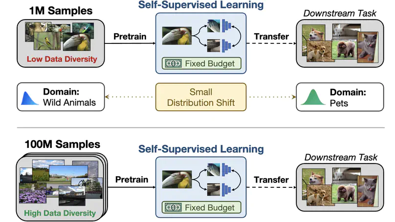 On Pretraining Data Diversity for Self-Supervised Learning